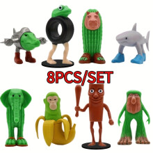 (1set) 8pcs 1 Set Italian Brainrot Plastic Toy Figures Tung Tung Tung Sahur Tralalero Tralala Decorative Sculptures, Desktop Ornaments