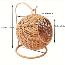 (Khaki 35.5*24*16.5cm) 1pc, Multi-functional Hanging Cat Hammock, Durable PP Material, Stylish Round Design for Space-Saving, Suitable for Cats Under 3kg