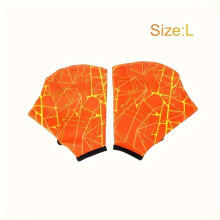 (Orange, L) 1 Pair Premium Swimming Webbed Gloves - Enhance Swimming Speed, Boost Training Efficiency, Water Sports Hands Flippers for Men and Women