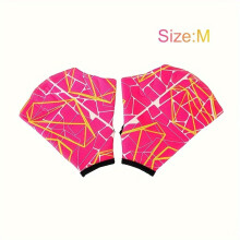 (Rose Red, M) 1 Pair Premium Swimming Webbed Gloves - Enhance Swimming Speed, Boost Training Efficiency, Water Sports Hands Flippers for Men and Women