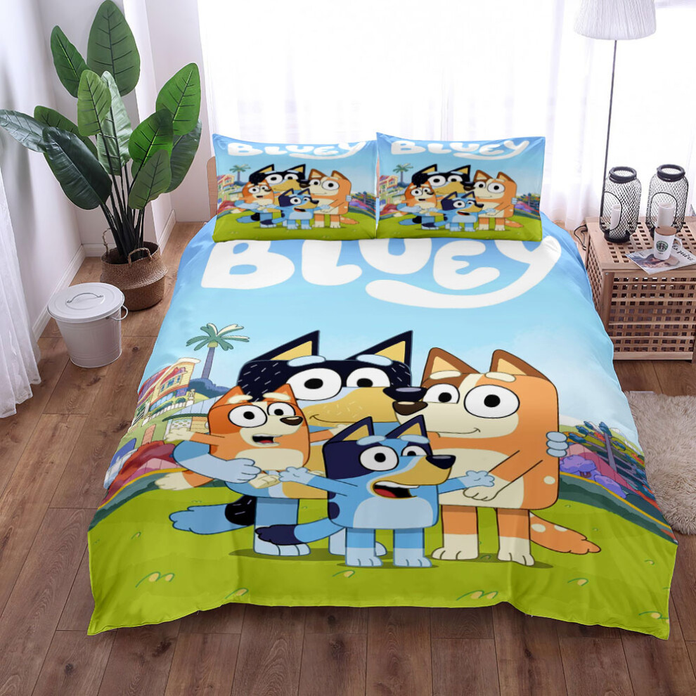 (SINGLE 135x200cm) Shepherd Dog Bluey Cartoon Print Quilt Cover Set-01