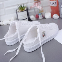 (white, 35) Women's White Canvas Slip-On Shoes - Spring 2024 Edition