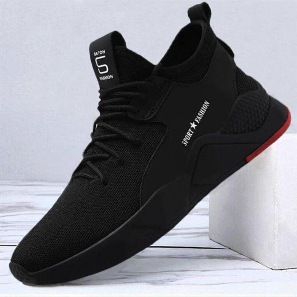(black, 43) 2024 Korean Style Men's Breathable Thick-soled Sneaker: Fashion Casual Sports Shoes