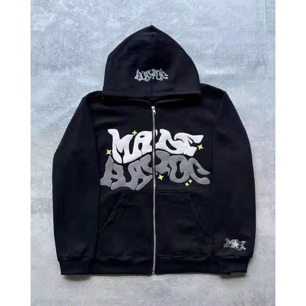 (M, black) 2024 Autumn/winter Y2k Gothic Punk Hip-hop Fashion Hoodies: European & American Trends