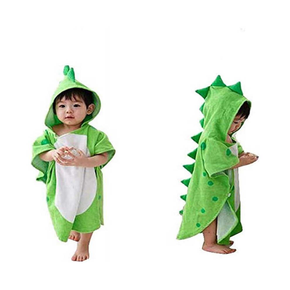 Peignoir à capuche pour bébé, serviette de bain en coton à motif dinosaure, poncho à capuche pour enfants, plage, natation (vert)