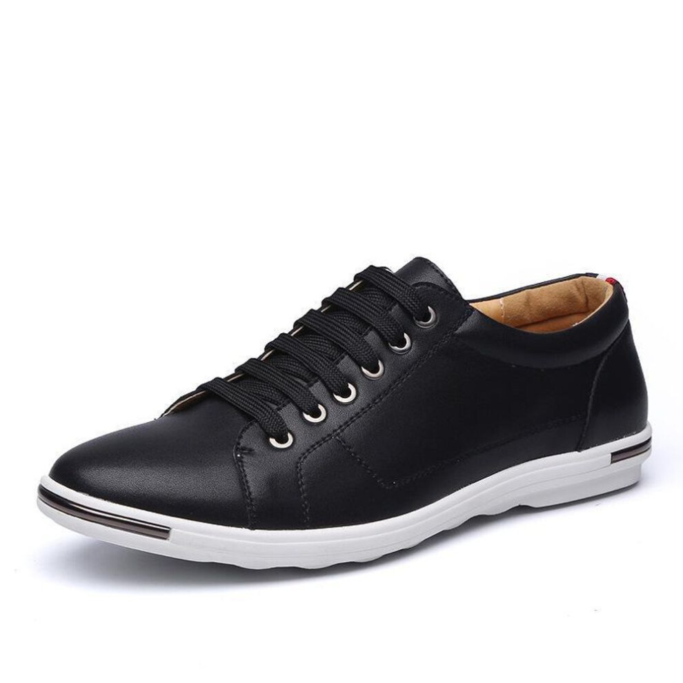 (black, 38) Men's White Korean Style Casual Sneakers - Large Size, Trendy, All-match, Flat Autumn Sports Shoes For Students