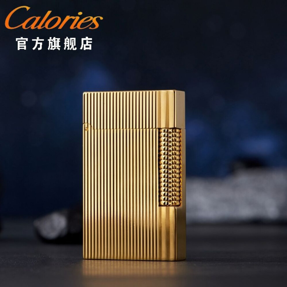 Yeuligo Gold (Gatsby Vertical Stripes ) Kalu Langsheng Gas Lighter Gatsby Steel Tone Personality Side Sliding Grinding Wheel Refillable For Boyfriend