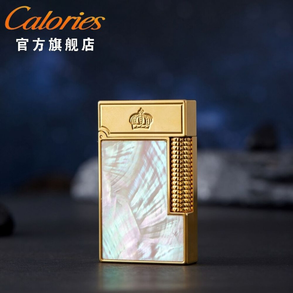 Yeuligo Gold/White ( Crowns Moonlight) Kalu Caibei Langsheng Lighter Brass Creative Side Sliding Grinding Wheel Personality Steel Sound Refillable For Boyfrie