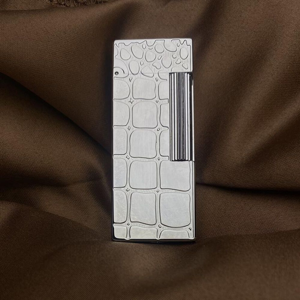 Yeuligo (Narrow Crocodile Fine Silver) Card Road Narrow Version Kerosene Side Slide Brass Lighter Personality Flip For Boyfriend High-End Side Slide Lighter