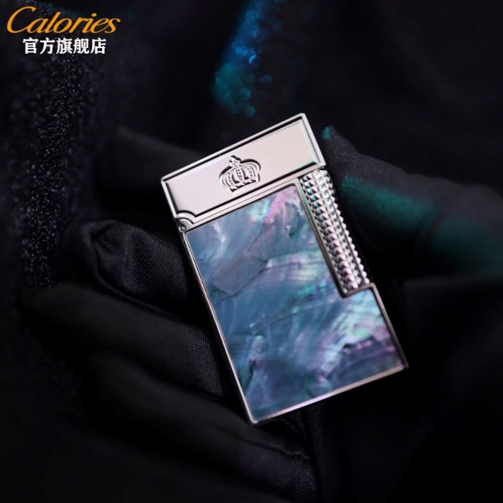 Yeuligo Silver (Crown Ocean Heart Mac) Kalu Caibei Refillable Langsheng Steel Tone Lighter Creative Personality High-End Brand Gift For Boyfriend