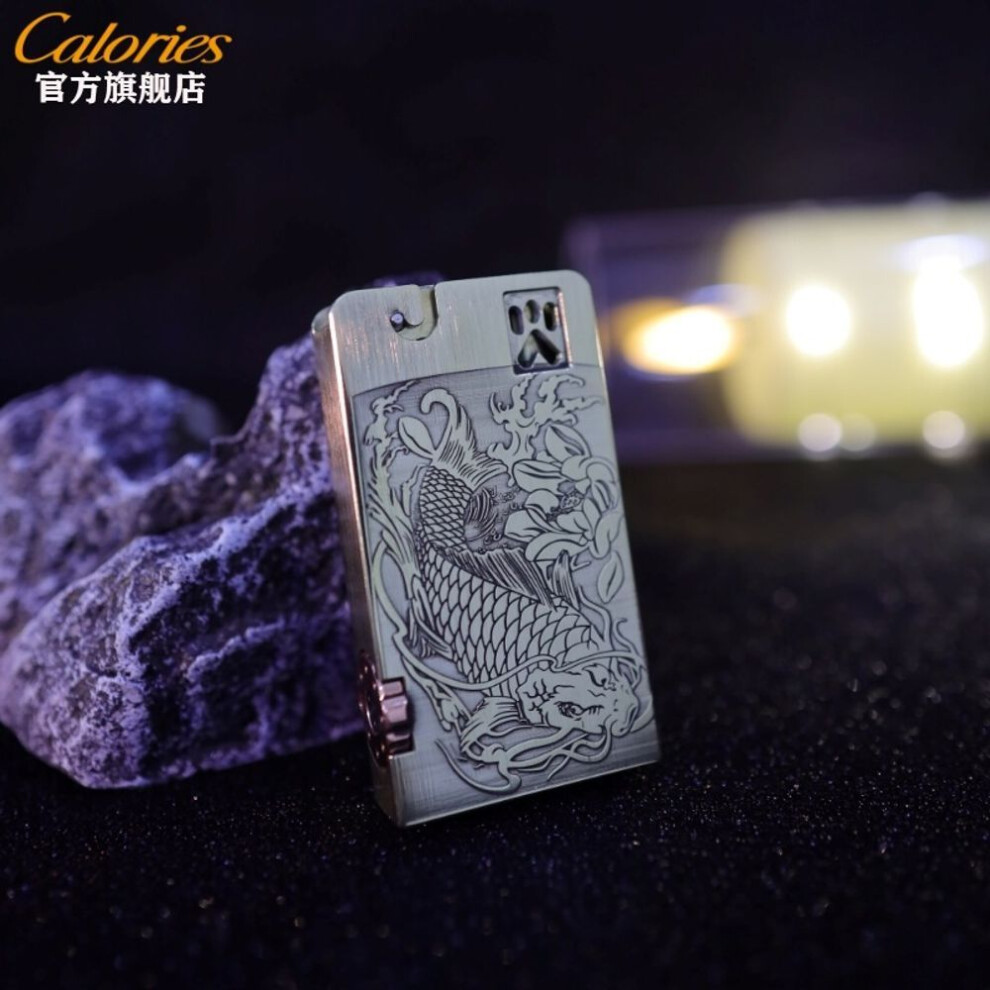 Yeuligo (Ace Lotus Koi) Kalu Espoo Li Kerosene Lighter Extended Version Creative Mechanical One-Click Catapult Personality Windproof For Boyfriend Gift