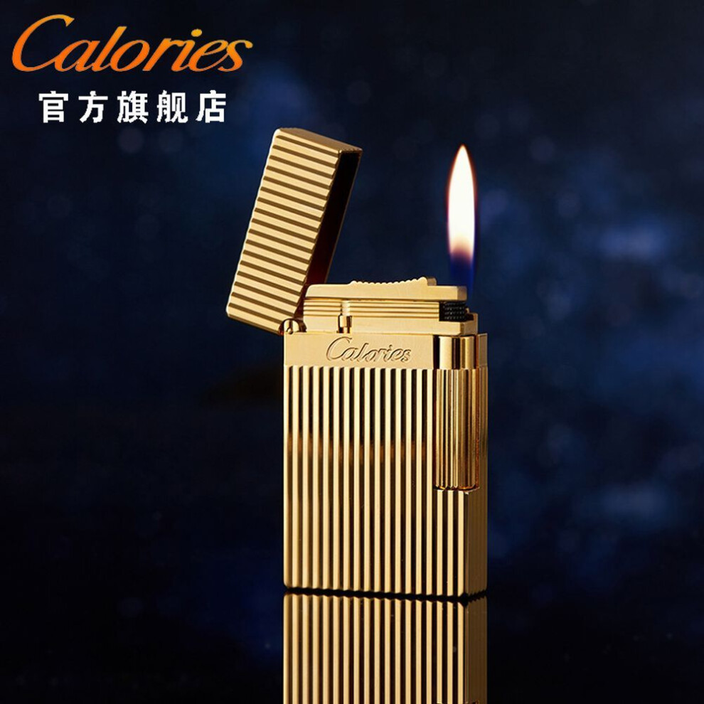 Yeuligo Gold (Gentleman Vertical Bar ) Karu Refillable Sideslip Langsheng Lighter Gatsby Striped High-End Business Men's Gift For Boyfriend