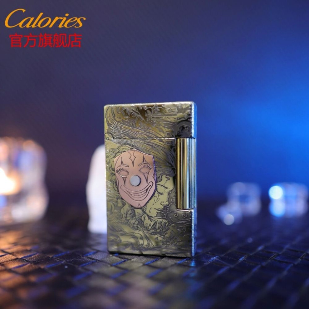Photos - Other Hand Tools  Card Road Mask Life Gas Lighters Carved Brass Inlaid Personality Creative Gift For Boyfriend(Golden Mask Life Air Machine)
