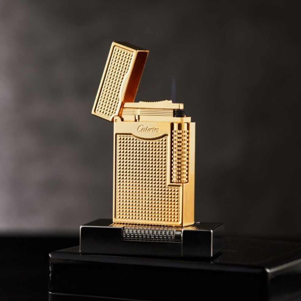 Yeuligo Gold (Double Fire Paris Nail ) Card Road Steel Tone Langsheng Refillable Double Fire Lighter Direct Punching Side Sliding Grinding Wheel Men's Gift 52