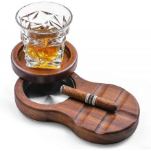 Wooden ashtray with whisky tray and cigar holder - Men's accessories, ideal gift for cigar smokers