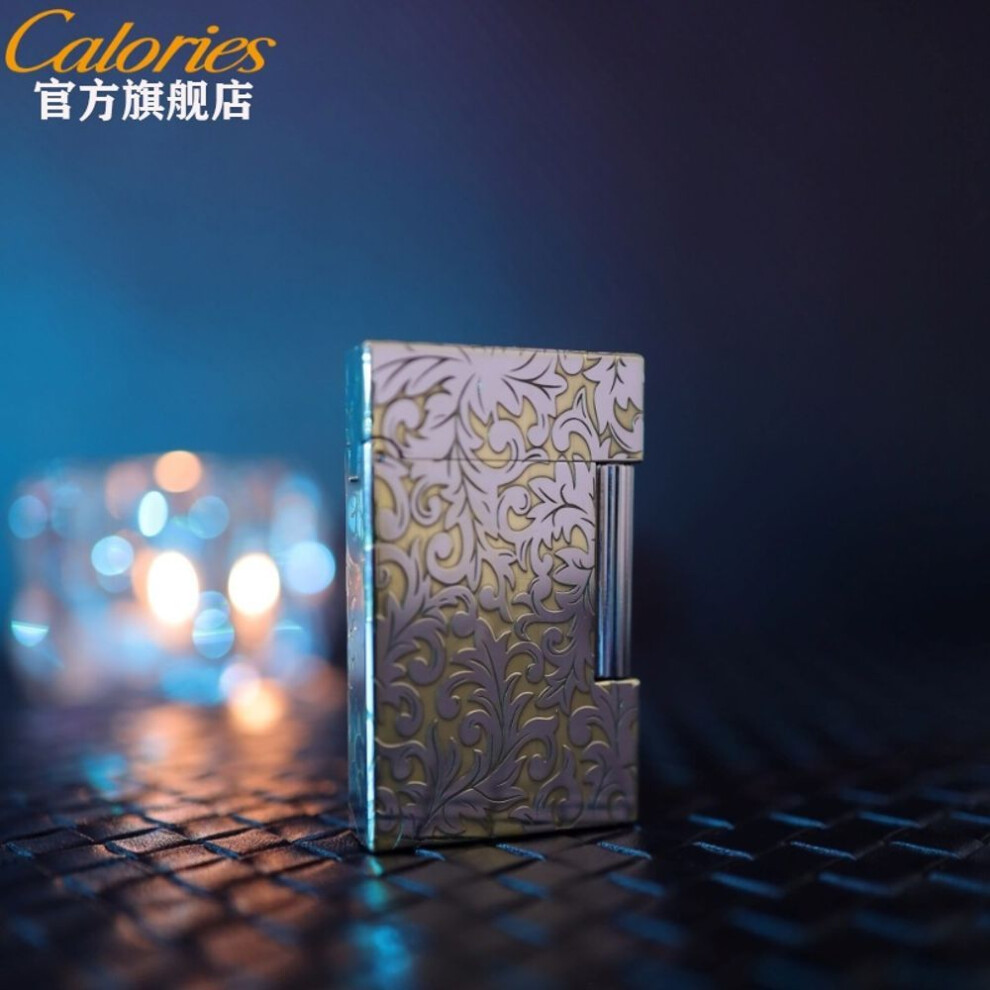 Yeuligo (Two Color Tang Grass Flower) Kalu Gas Lighters Official Genuine Chrome-Plated Carved Peony Tangcao Auspicious Meaning Gift