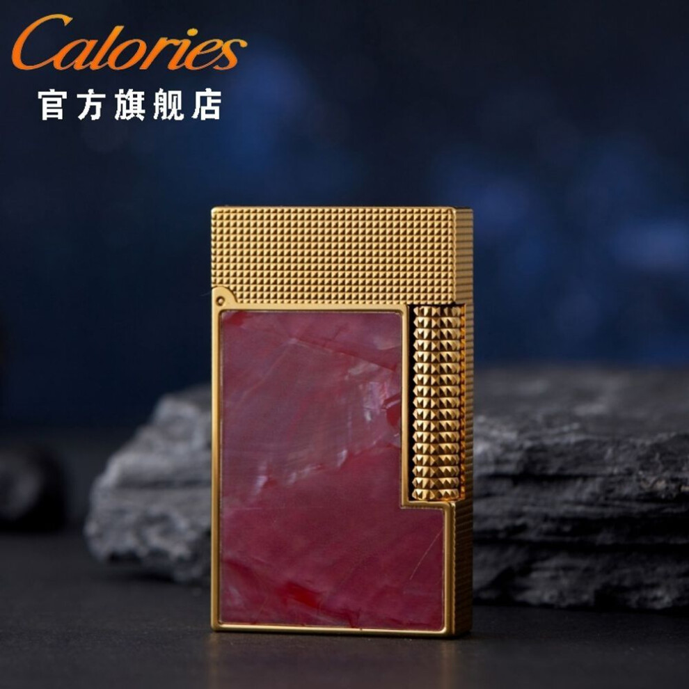 Yeuligo (Golden & Paris Nail Peach Bl) Kalu Caibei Langsheng Lighter Luxury Fashion Trendy Men Lighter Side Pulley Gift