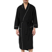 (XL, black) Men's lightweight waffle robe (size xl)