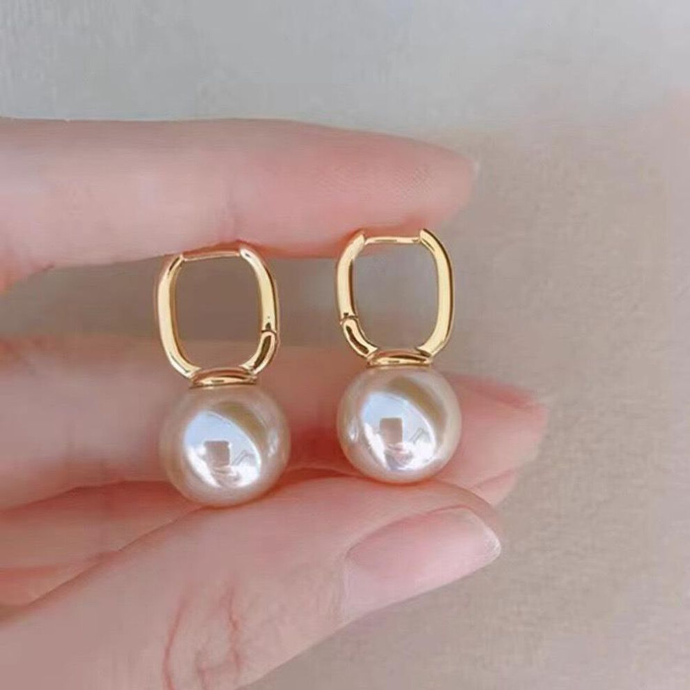 (white) Light Luxury Earrings with High-end Feel, Pearl Earrings with Elegant Buckle Style