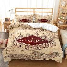 (Single135x200) Harry Potter School of Magic Digital Print Quilt Cover Set - School Map