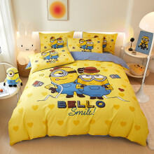 (Single 160*210 (3pcs)) Minions Series-Cotton Printed Quilt Set-Detective Combination
