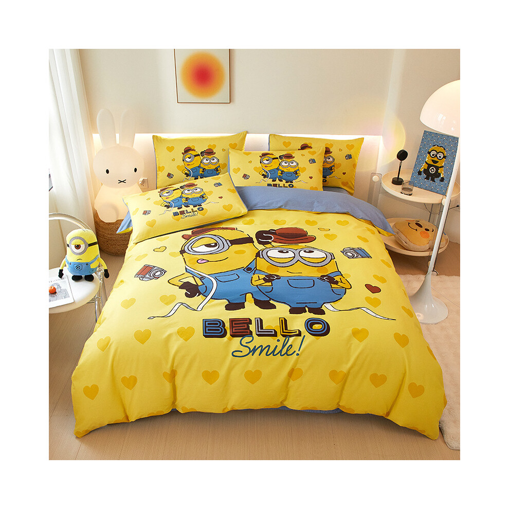 (Single 160*210 (3pcs)) Minions Series-Cotton Printed Quilt Set-Detective Combination