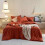 (150x210?3pcs?) Washed cotton breathable simple solid color bed sheet quilt set orange red 1