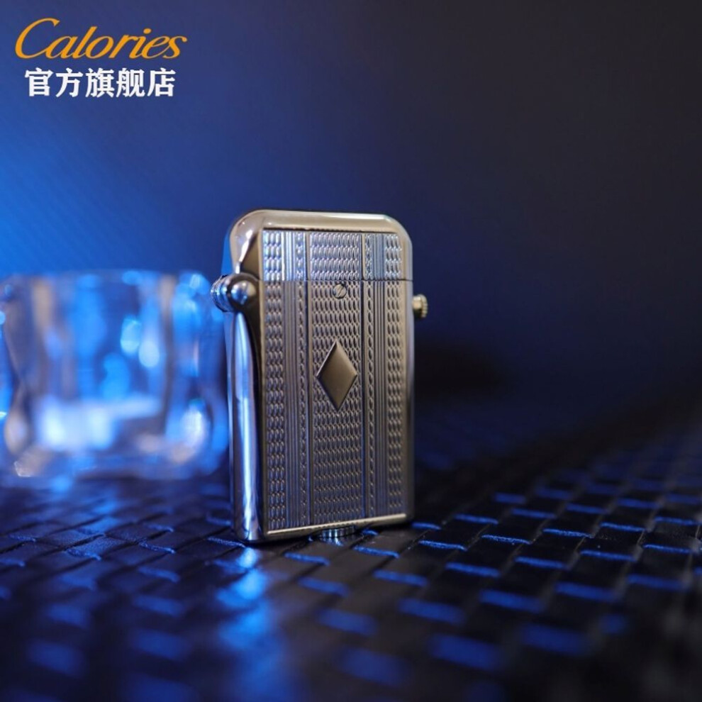 Yeuligo (Double Groove Square Pattern) Joint Name Torens Kerosene Lighter Male Brass Press Ejection Machinery Retro Vintage Antique