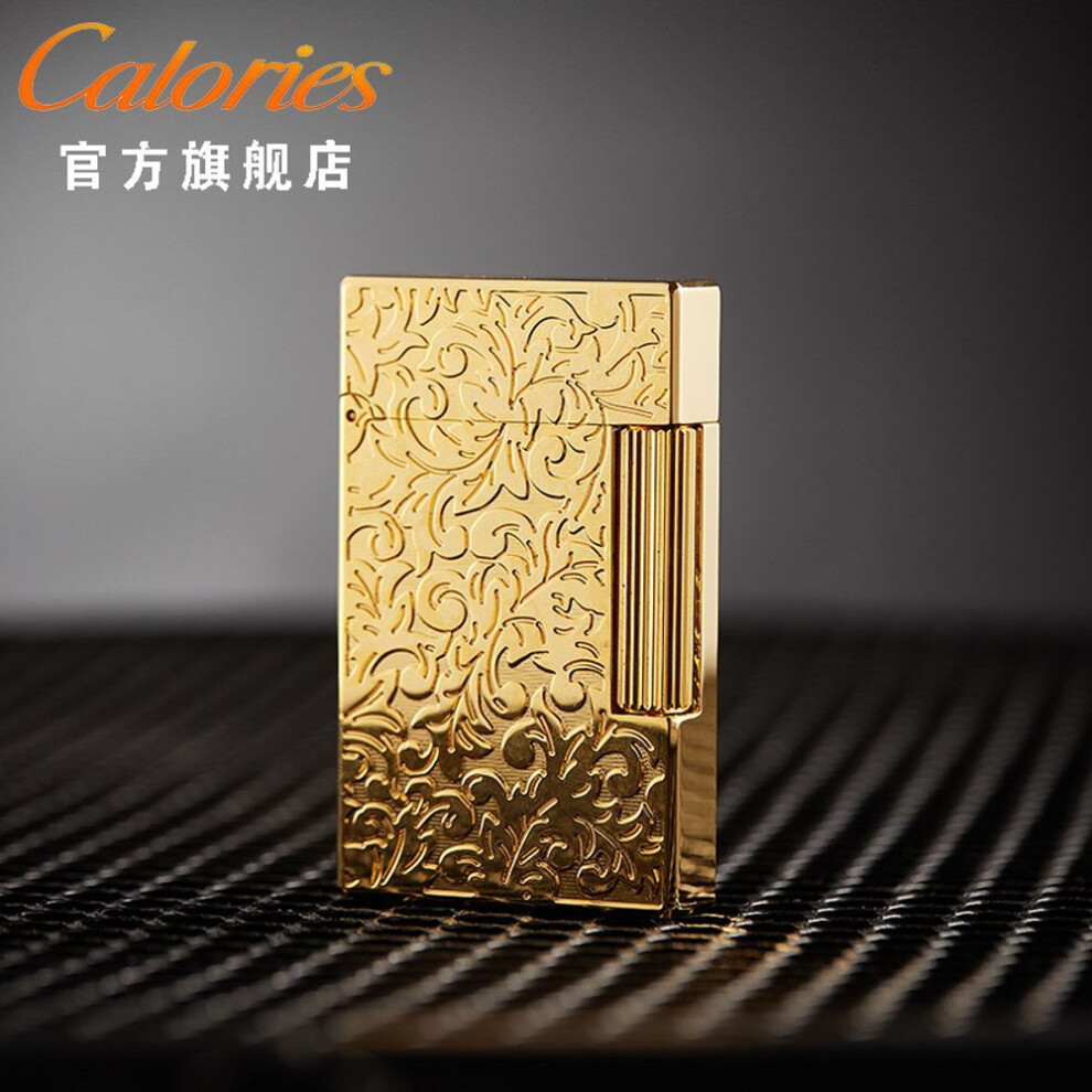 Yeuligo Golden (Shengshi Tangcao Gas) Kalu Tangcao Gas Lighters Langsheng Steel Tone High-End Side Pulley Lighter For Boyfriend Gift