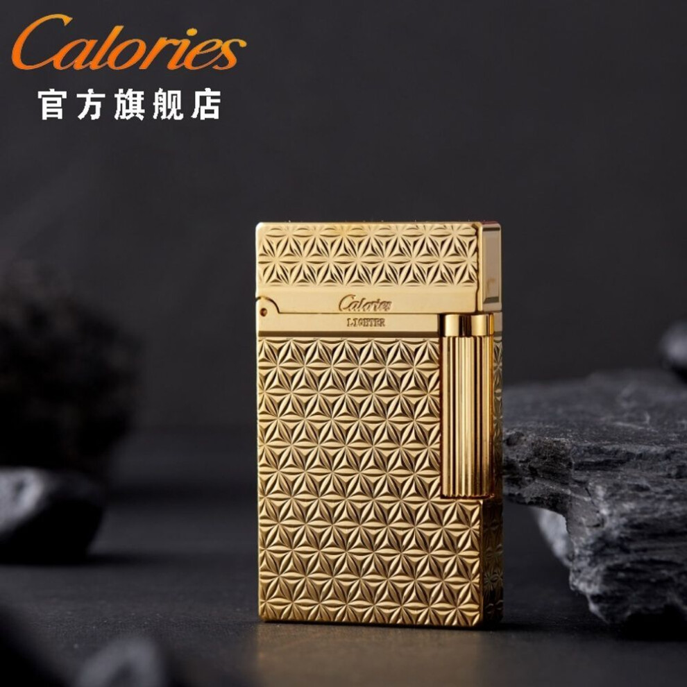 Yeuligo Gold (Hexagonal Flower Range) Kalu Langsheng Side Slide Gas Lighters Hexagonal Flower Men's High-End Gift Lighter For Boyfriend