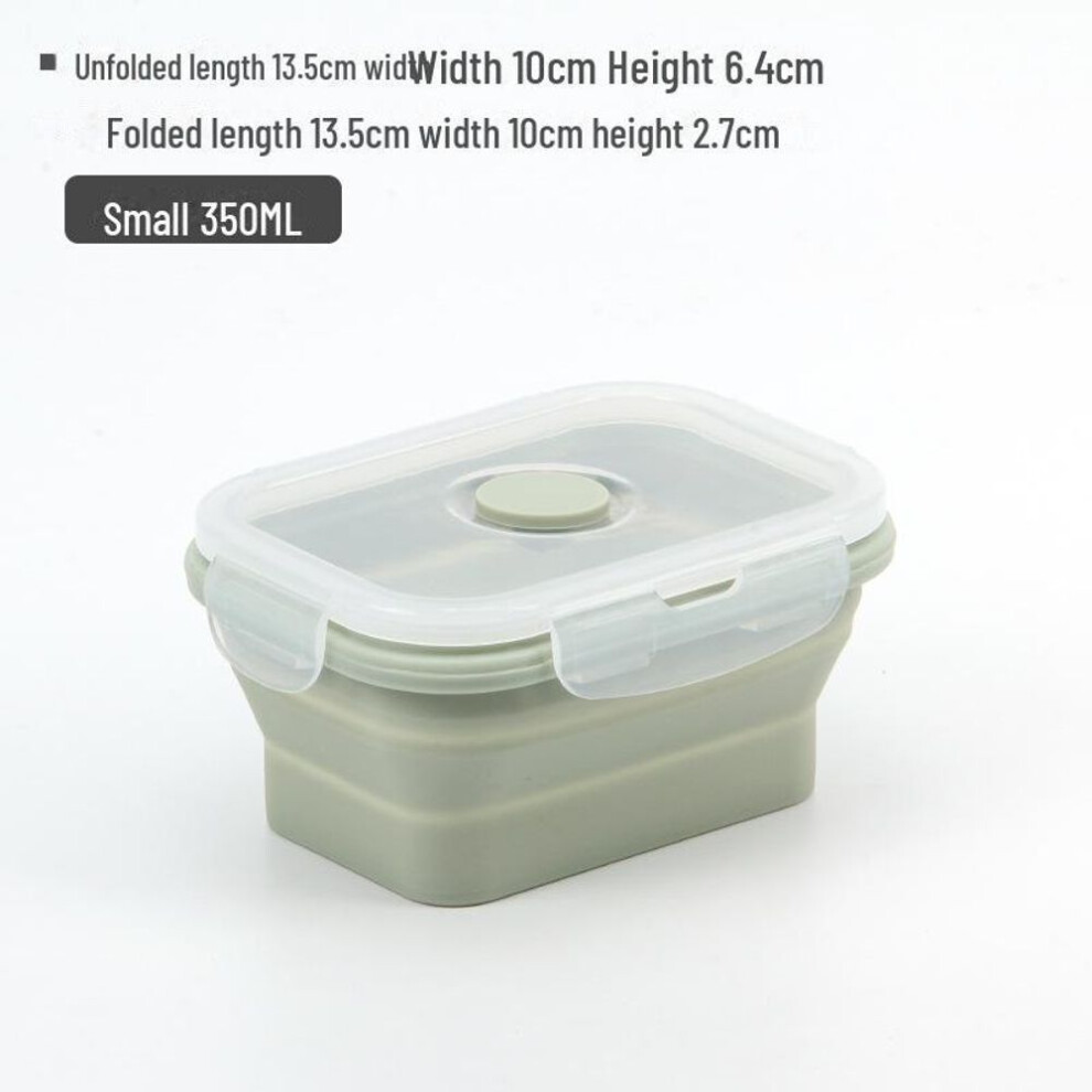 (green, 350ML lunch box) Four-Piece Silicone Foldable Lunch Box Set - Microwave Safe, Heat Resistant, Perfect for Office or Outdoor Picnics.