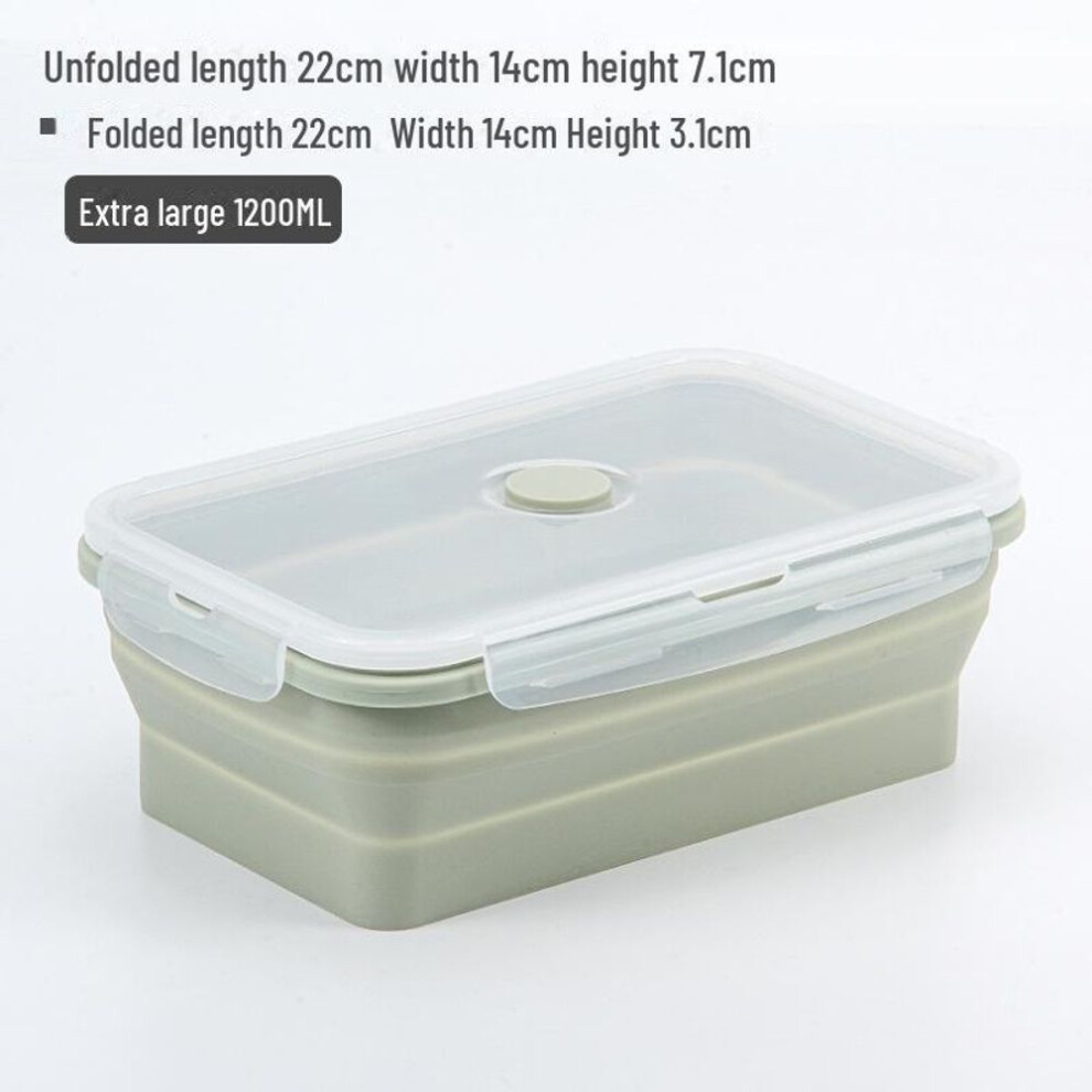 (green, 1200ML lunch box) Four-Piece Silicone Foldable Lunch Box Set - Microwave Safe, Heat Resistant, Perfect for Office or Outdoor Picnics.