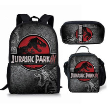 Jurassic World 3 Student Backpack Three-Piece Anime Cartoon Backpack 17