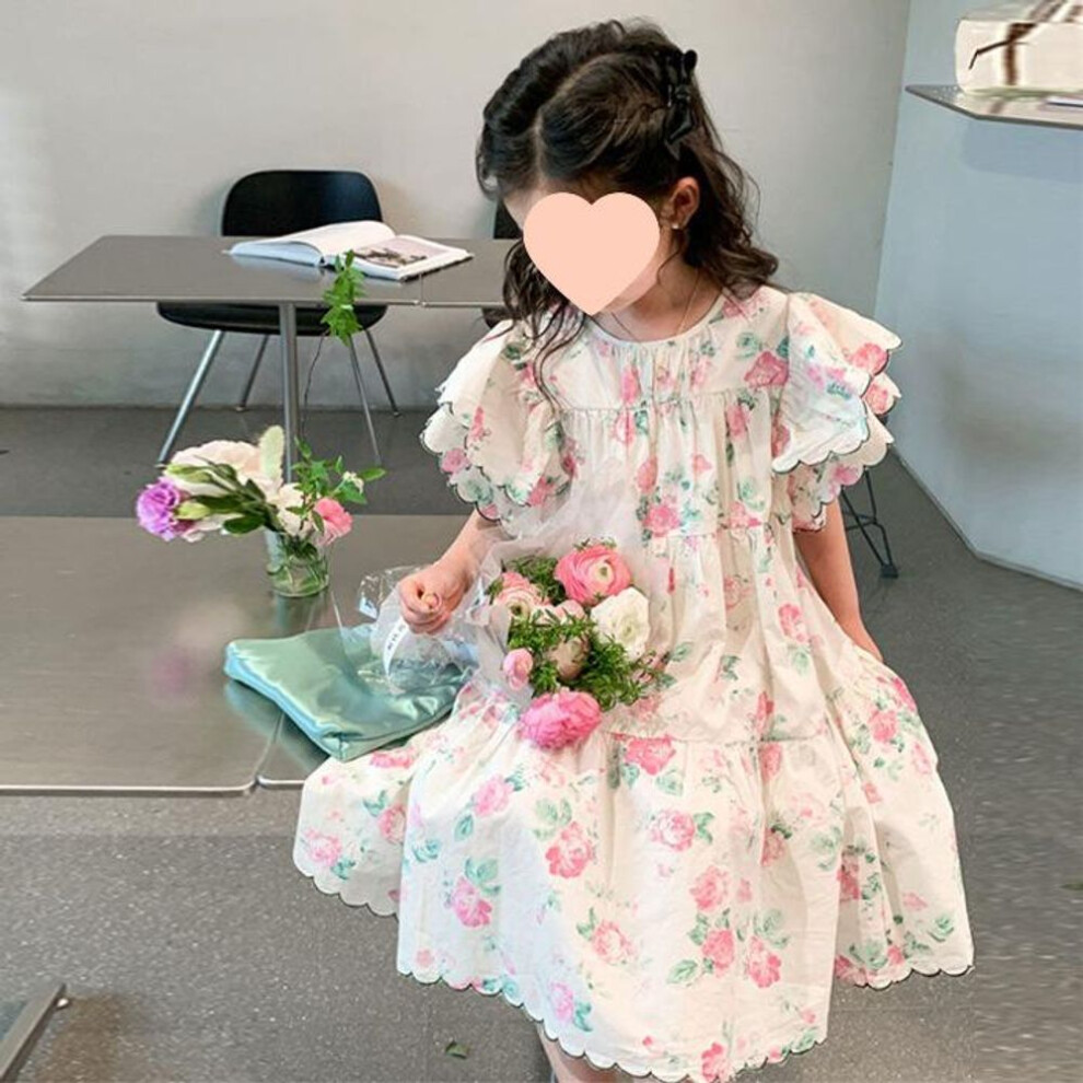 (140 cm) 2024 Stylish Summer Floral Princess Dress For Girls - Sweet And Cute Trend