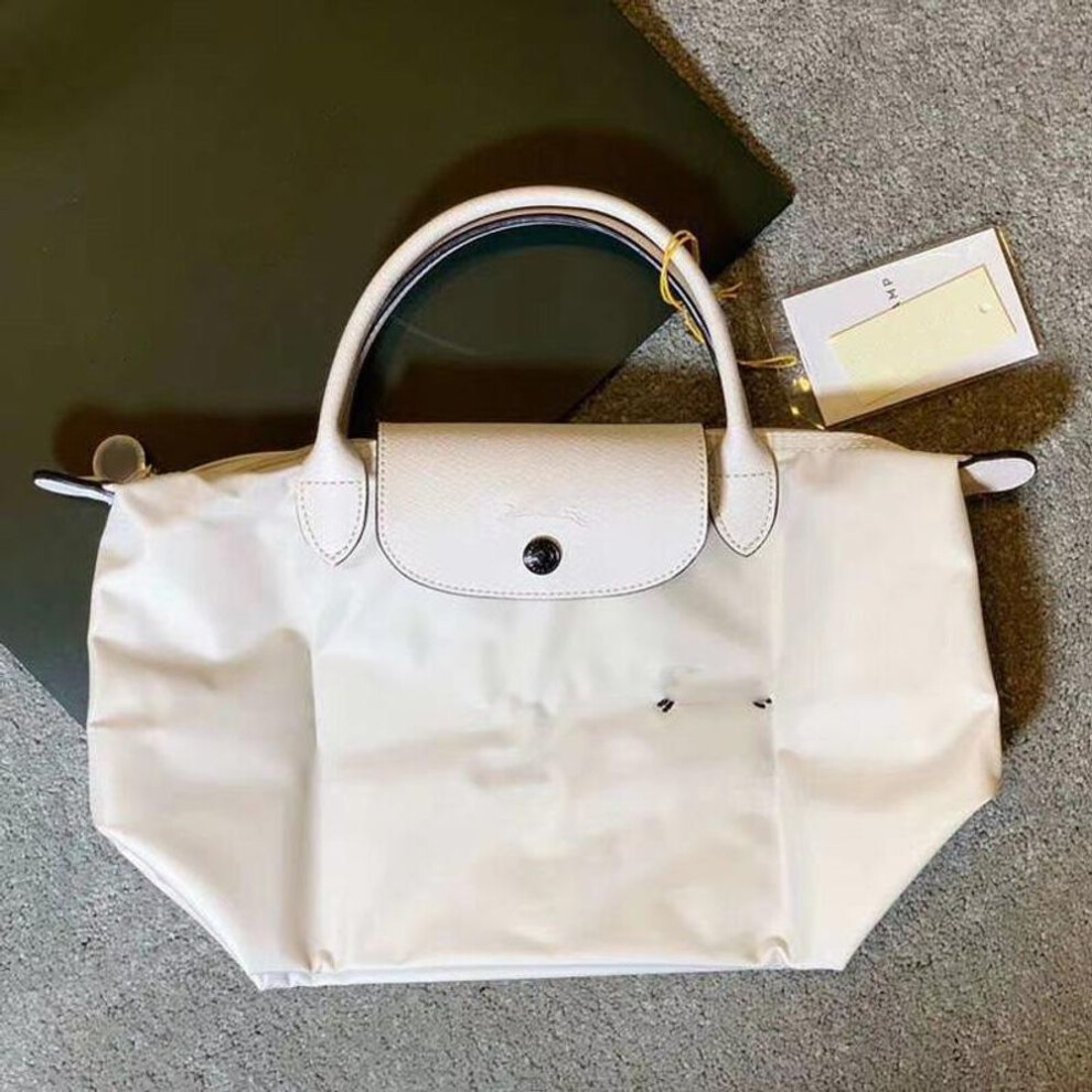 (white, S 28cm) New Designer Bag Nylon Women Handbags With Logo Dumpling Beach Bag Luxury Branded Shopping Bags With Leather Handle Tote Bags