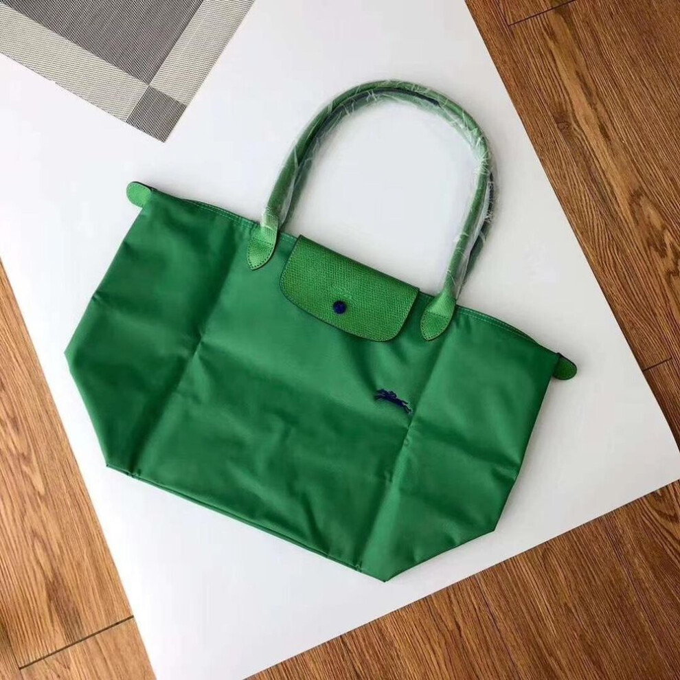 (green, L 31cm) New Designer Bag Nylon Women Handbags With Logo Dumpling Beach Bag Luxury Branded Shopping Bags With Leather Handle Tote Bags