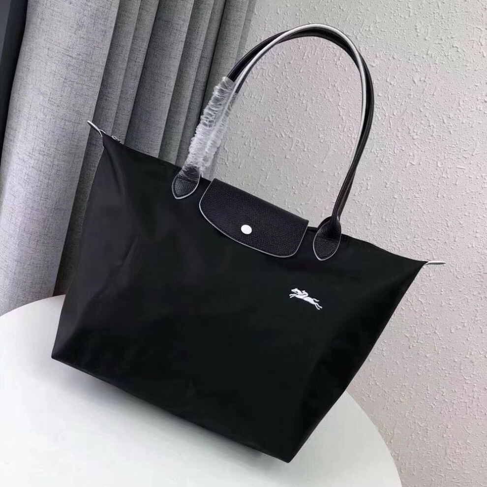 (black, L 31cm) New Designer Bag Nylon Women Handbags With Logo Dumpling Beach Bag Luxury Branded Shopping Bags With Leather Handle Tote Bags