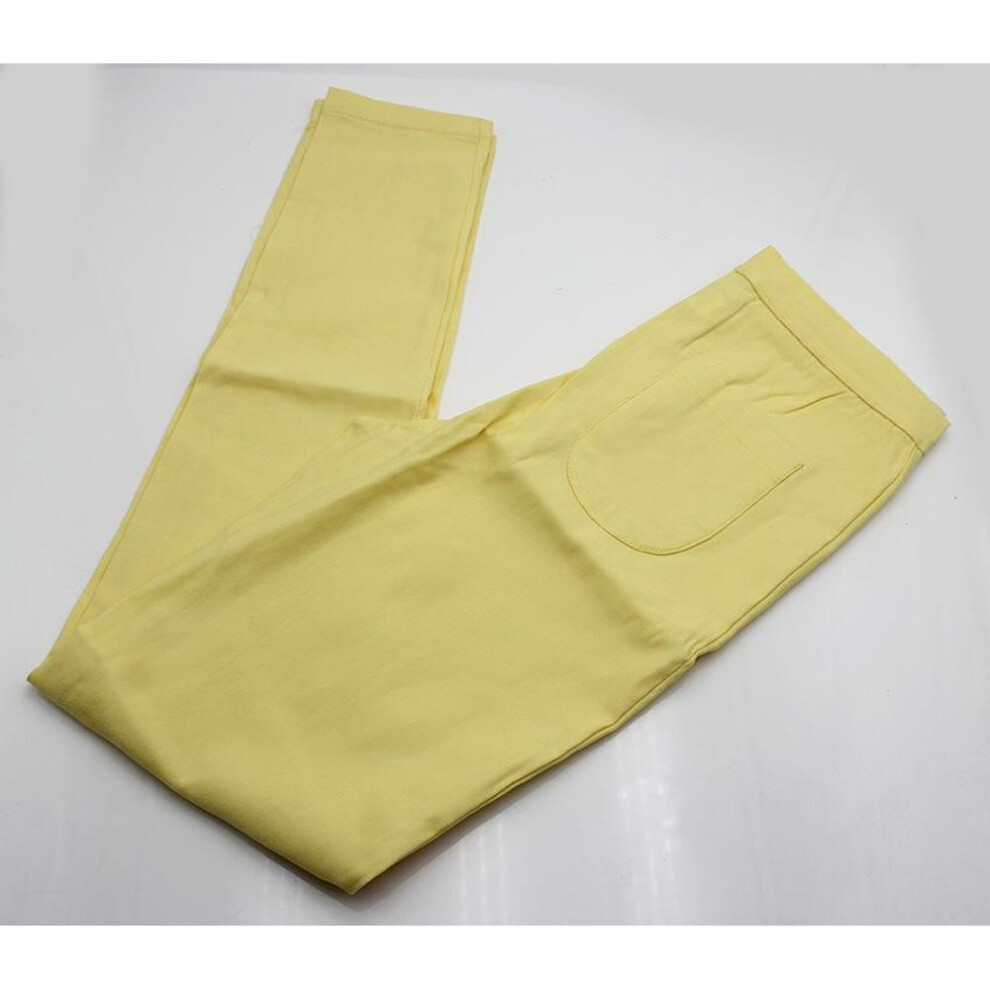 (yellow, S) Women's Slim Stretch Candy Color Casual Pants