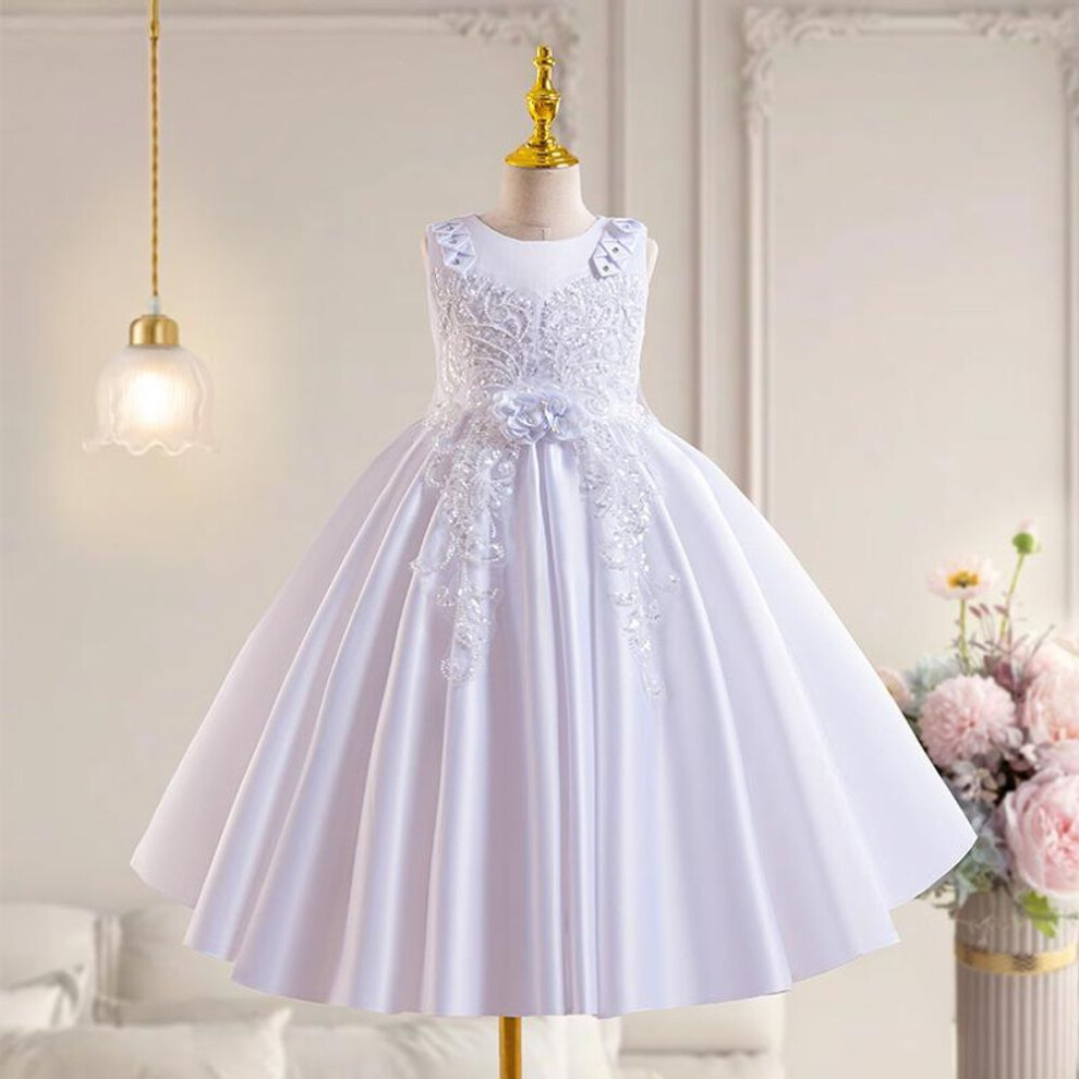 (white, 160cm) New Sleeveless Princess Dress for Kids - Flower Girl & Show Host Outfit