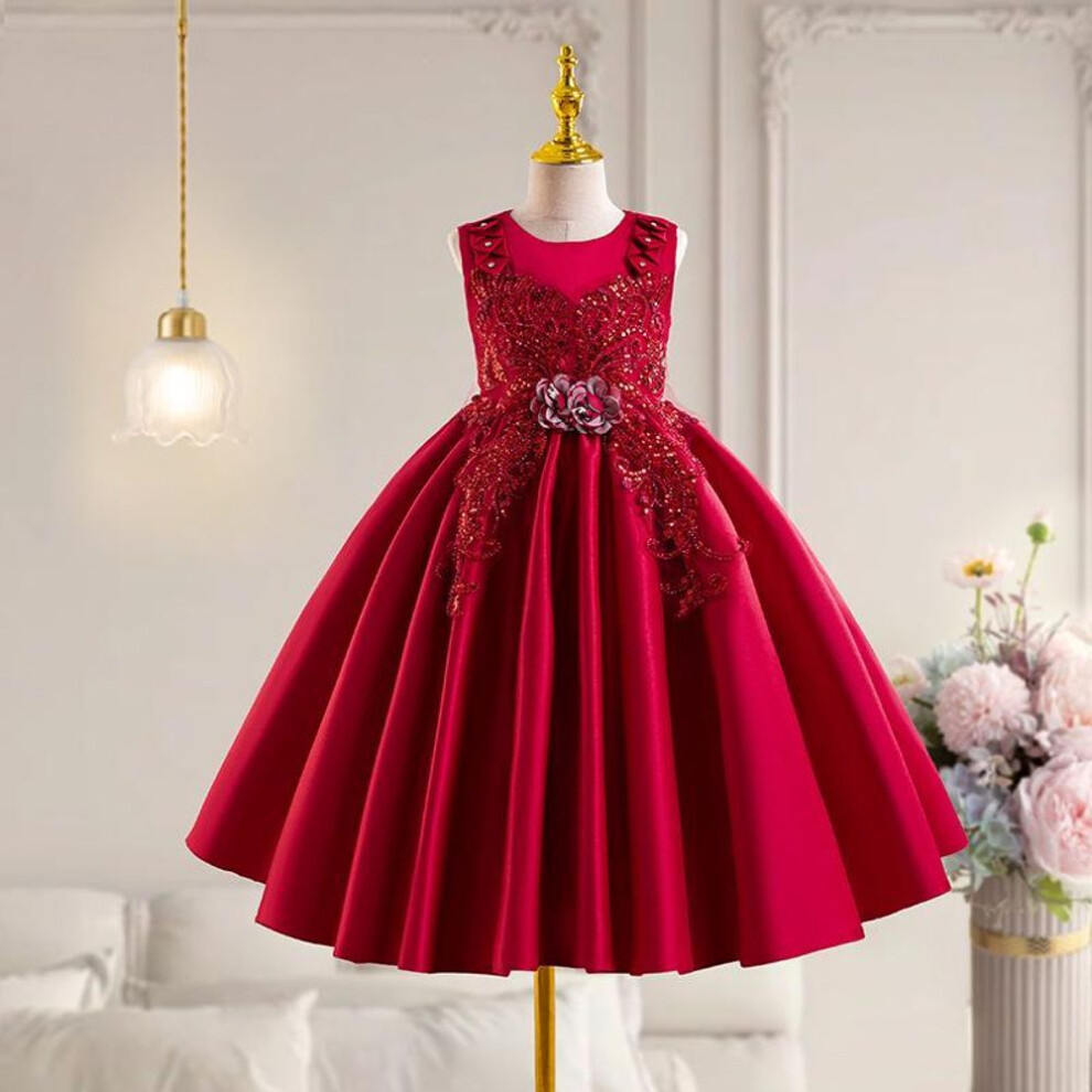 (red, 110cm) New Sleeveless Princess Dress for Kids - Flower Girl & Show Host Outfit
