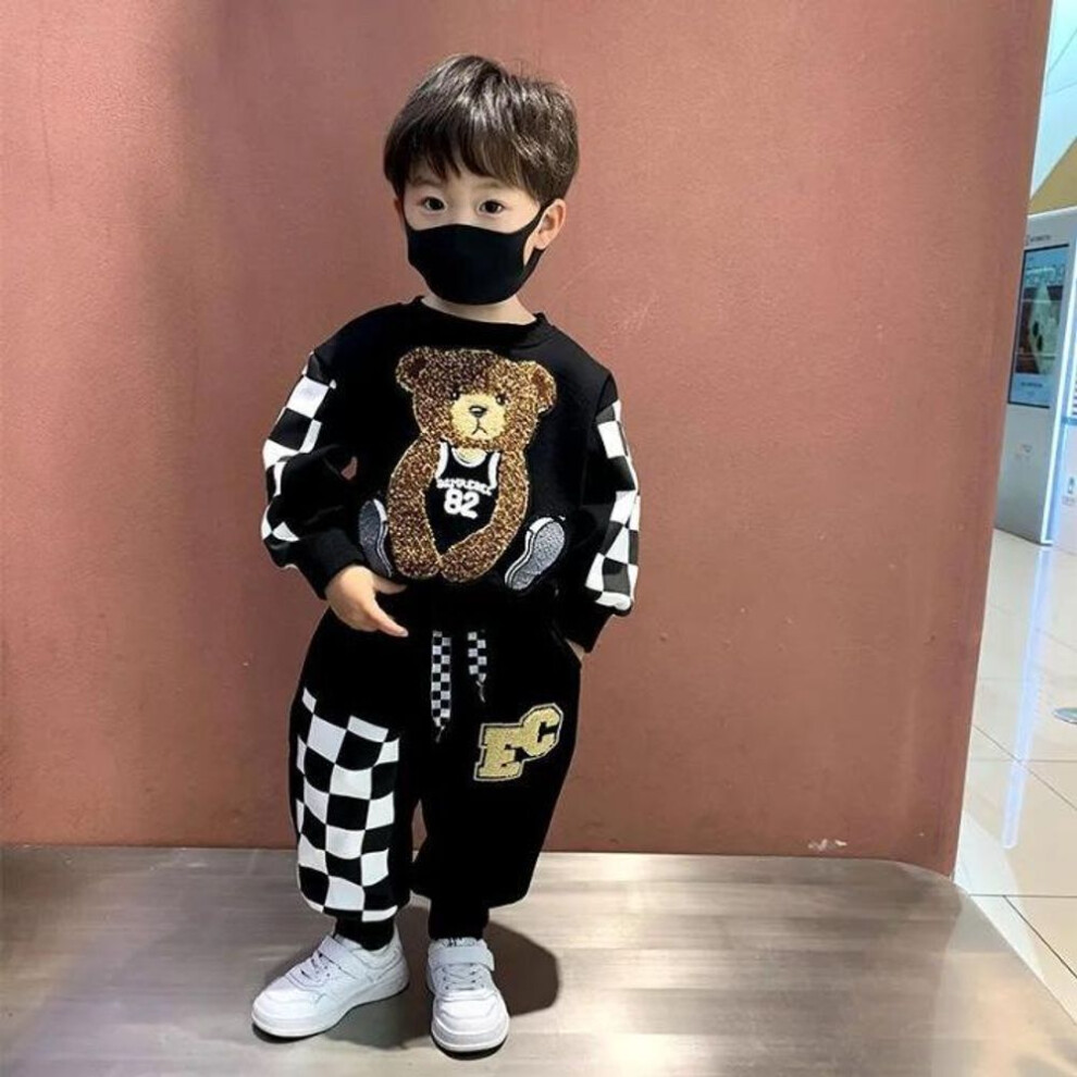 (black, 110) 2025 Stylish Bear Boy Suit - Trendy Spring & Autumn Baby Sweater For Little Celebrities