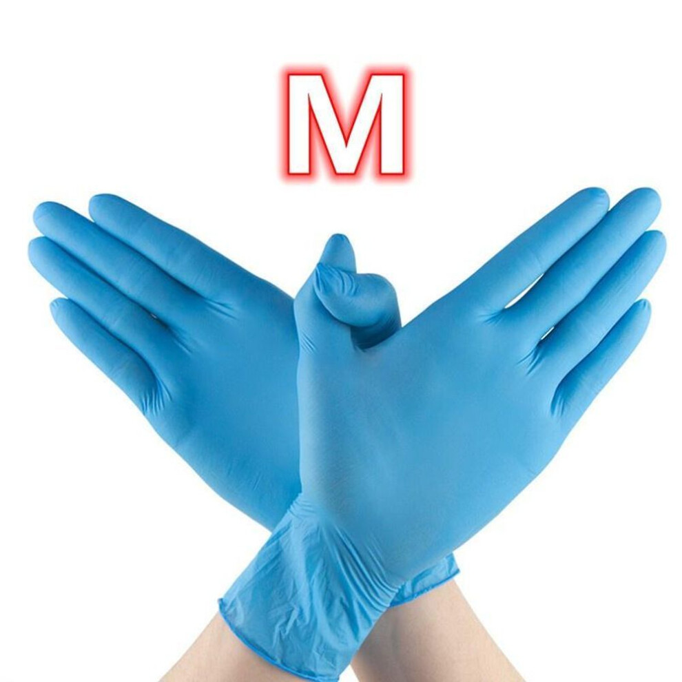 (blue, M) 5 Pairs Of Blue Nitrile Disposable Powder Free Gloves