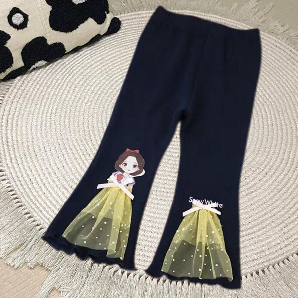 (black, 120 cm) New Style Cartoon Bell Bottom Leggings for Girls - Elastic Long Pants for Spring & Autumn