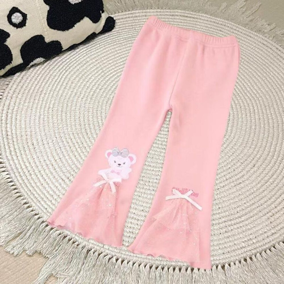 (pink, 120 cm) New Style Cartoon Bell Bottom Leggings For Girls - Elastic Long Pants For Spring & Autumn
