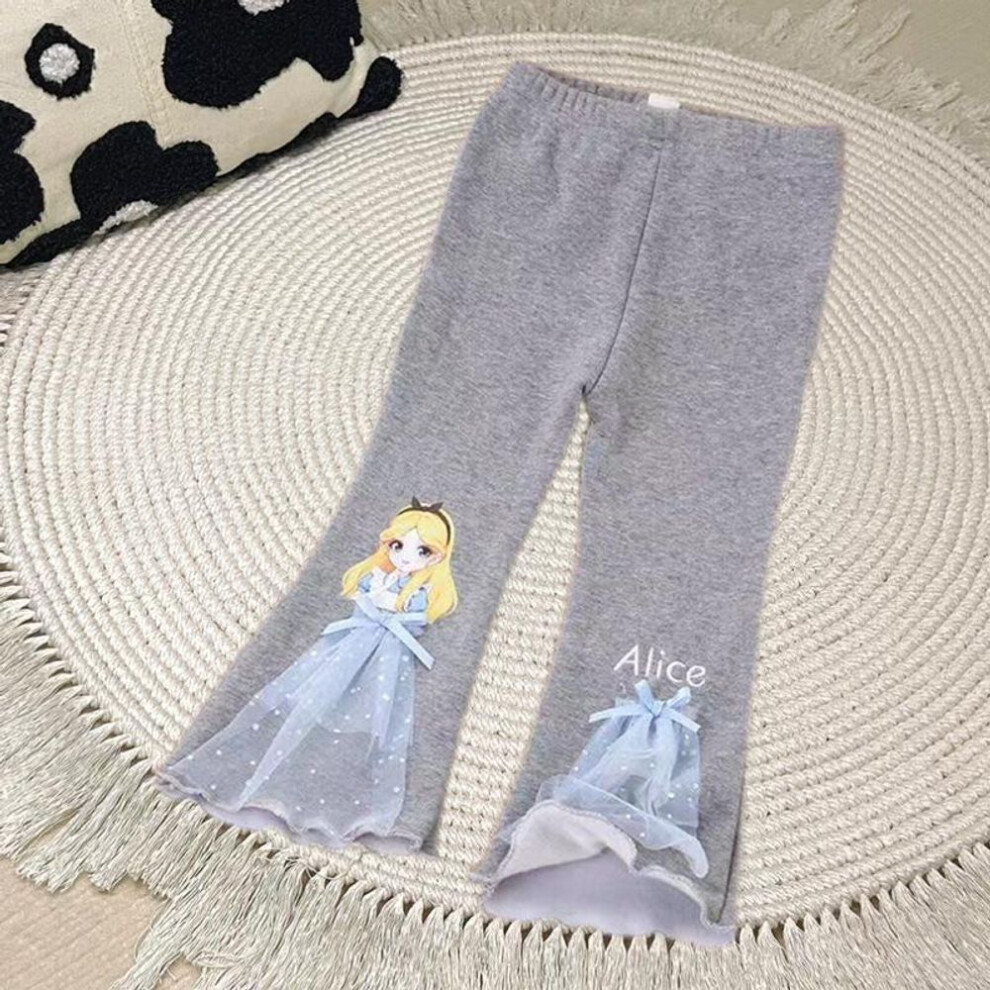 (gray, 90 cm) New Style Cartoon Bell Bottom Leggings For Girls - Elastic Long Pants For Spring & Autumn
