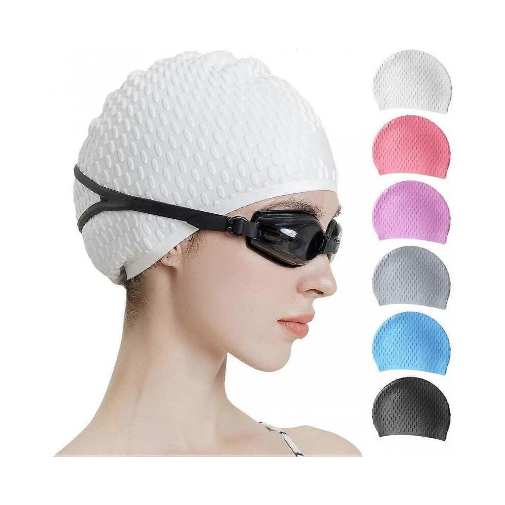 Silicone Swim Cap,Comfortable Bathing Cap Ideal for Curly Short Medium Long Hair, Swimming Cap for Women and Men, Shower Caps Keep Hairstyle Unchanged