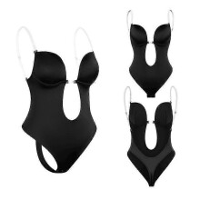 Bodysuit Deep V Backless Belly Corset Invisible Straps Bra Body Dress Evening Dress Shapewear
