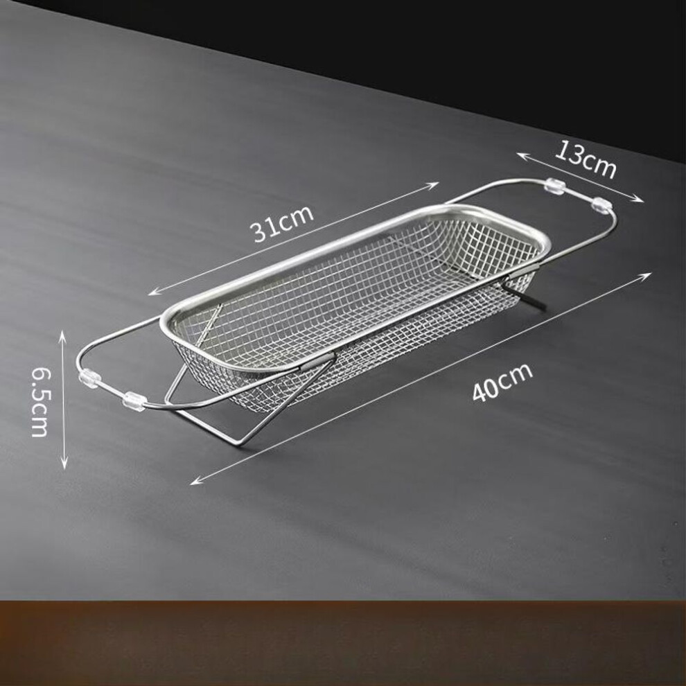 (white, S) Stainless Steel Adjustable Sink Rack - 1pc Multifunctional Colander, Vegetable Sink Washing Basket, Fruit Drain Basket, Strainer Basket