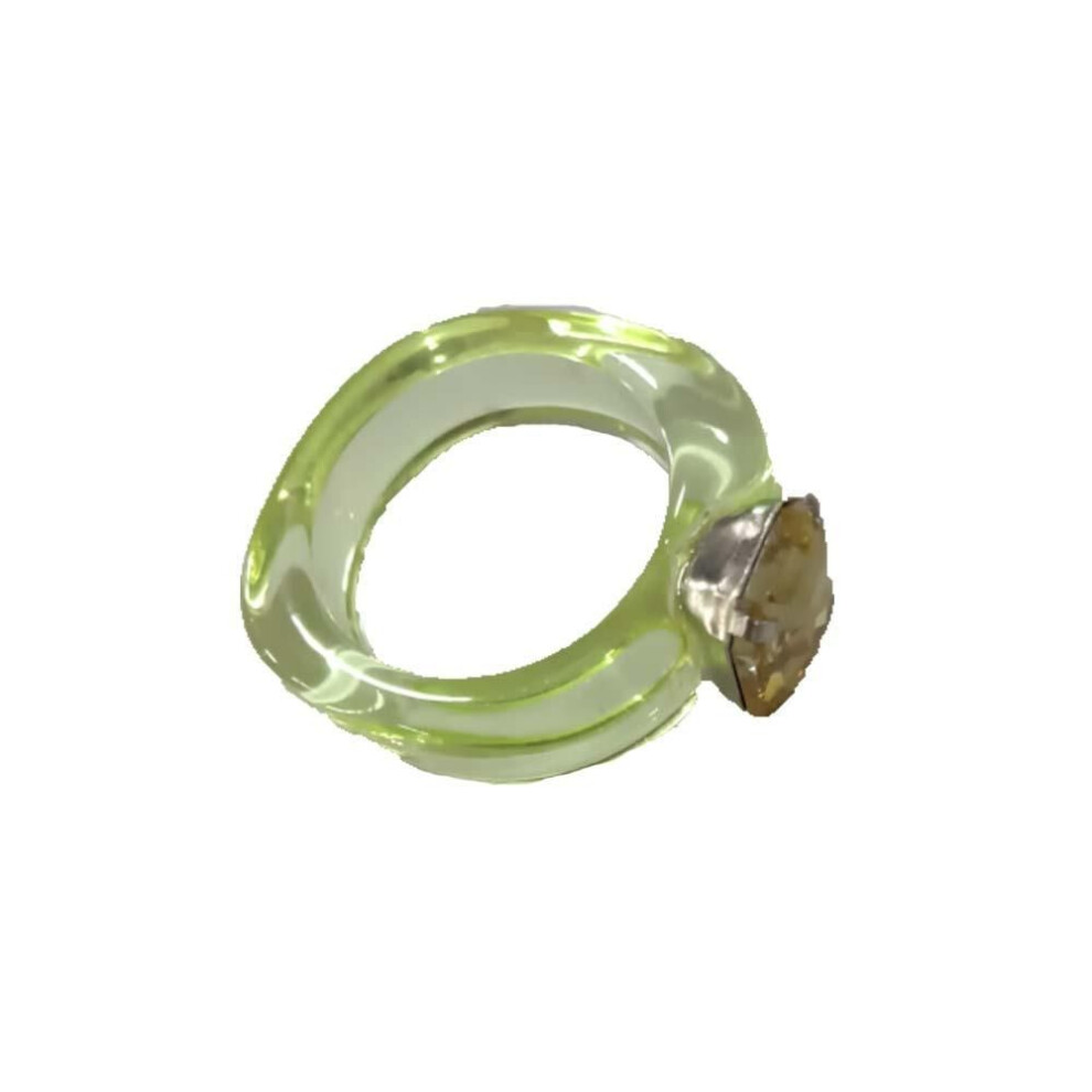 (green) Vintage Elegant Jelly Color Girls Acrylic Women Resin Rings Finger Ring Transparent Fashion Jewelry