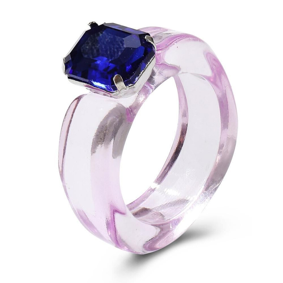 (purple) Vintage Elegant Jelly Color Girls Acrylic Women Resin Rings Finger Ring Transparent Fashion Jewelry
